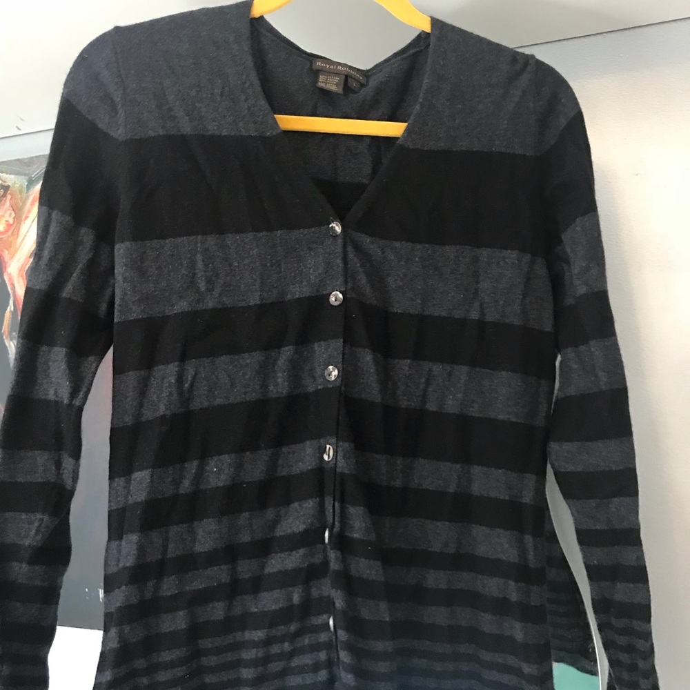 Black and grey striped cardigan